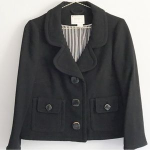 Kate Spade Black Wool Button Peacoat Jacket